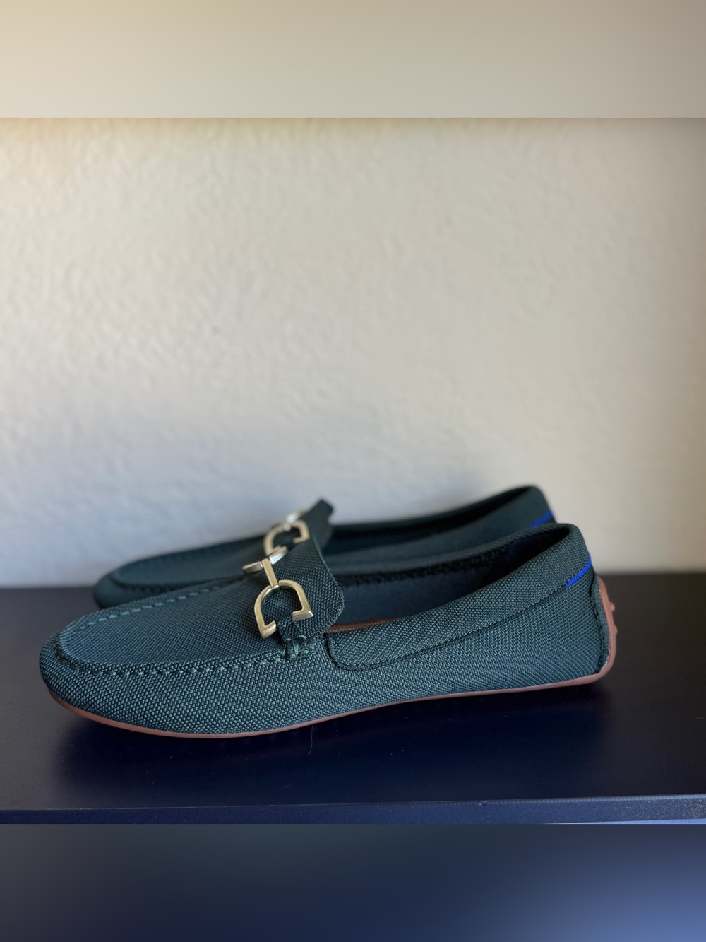 Dark Evergreen Size 12W Rothy’s Double Bit Loafer Women’s Slip On Buckle Shoe